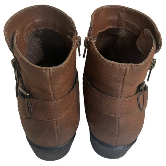 Madden Girl Women's Hunttz Boot Size 7M Ankle Bootie Stacked Heel Side Zip Brown - Picture 6 of 11